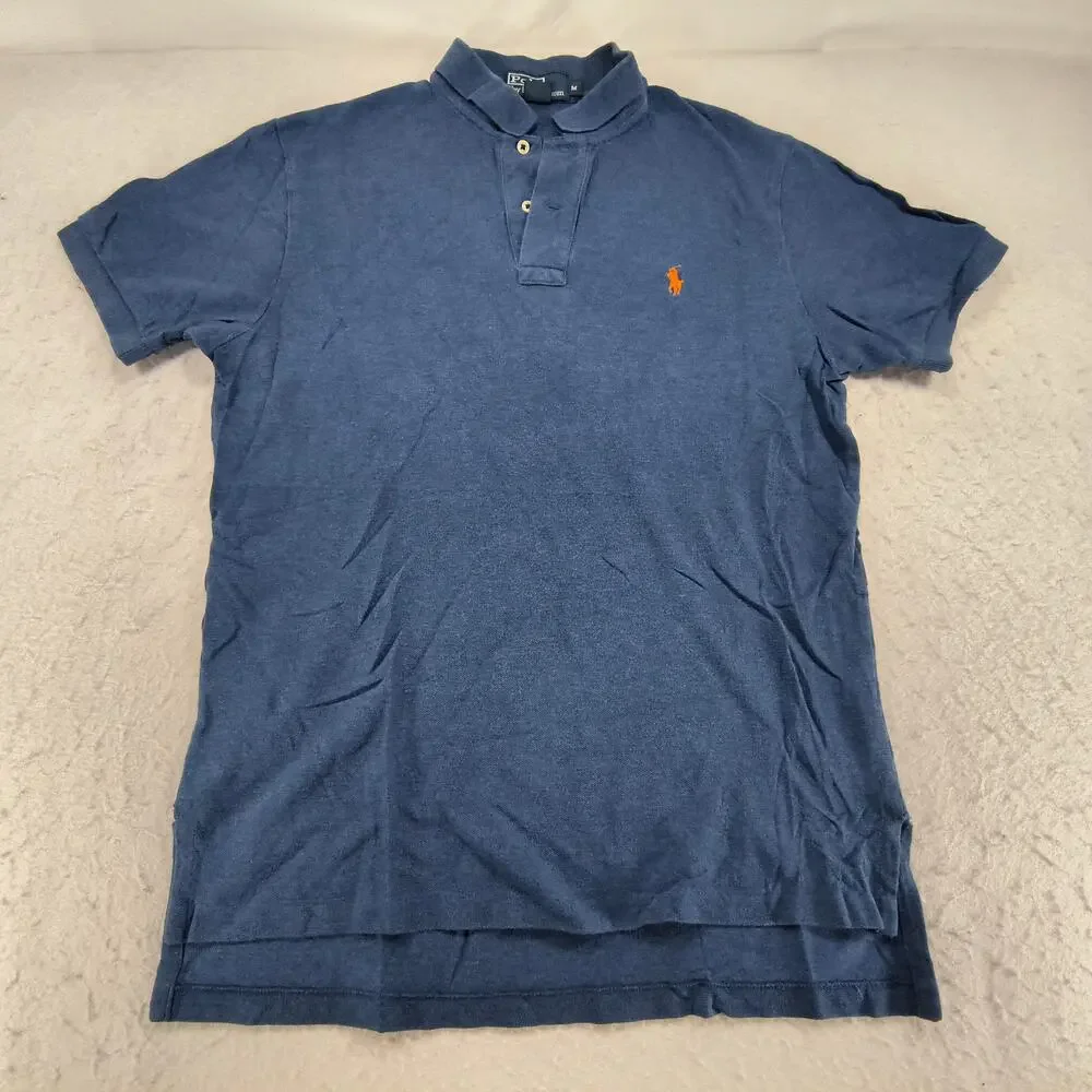 Polo by Ralph Lauren Collared Polo Shirt Mens Size Medium M Blue Orange